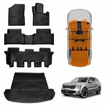 3D Floor Mats Boot Liner Set for Kia Sorento 2020-Onwards All Weather Heavy Duty Cargo Car Trunk Luggage Tray