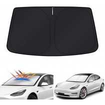 WindScreen Sun Shade for Tesla Model 3 2017-2023 Blocks UV Rays Foldable Custom Sun Visor Protector