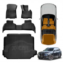 3D Floor Mats Boot Liner Set for BMW X5 X5M G05 F95 2018-Onwards All Weather Heavy Duty Cargo Car Trunk Luggage Tray