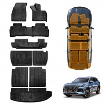 3D Floor Mats Boot Liners Set for Chery Tiggo 8 Super Hybrid 2025-Onwards All Weather Heavy Duty Cargo Kick Mats Back Seat Protector Cover