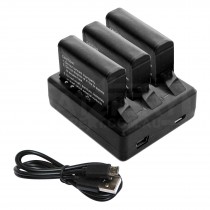 Replacement 3 Battery and USB Triple Charger for GoPro Hero 4 Camera