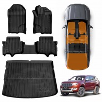 3D Floor Mats Boot Liner for Ford Everest 2015-2022 All Weather Heavy Duty Cargo Car Trunk Luggage Tray