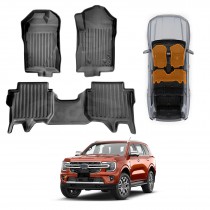 Front Rear Floor Mats for Ford Everest 2022-Onwards All Weather Heavy Duty TPE Cargo Car Trunk Luggage Tray