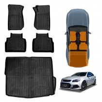3D Floor Mats Boot Liner Set for Holden Special Vehicles HSV Senator 2013-2017 All Weather Heavy Duty Cargo Car Trunk Luggage Tray
