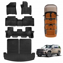 3D Heavy Duty All Weather Car Mats Boot Liner Floor Liner Full Set for Hyundai SantaFe Santa Fe 6/7 Seater 2024-Onwards Cargo Trunk Mat