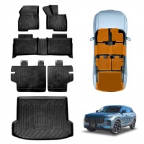 Floor Mats Boot Liner Set for Jaecoo J7 2024-Onwards All Weather Heavy Duty Car Trunk Cargo Kick Mats Back Seat Protector Cover