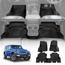 3D Floor Mats for Jeep Wrangler JL Series 4-Door 2018-Onwards All Weather Heavy Duty Cargo Car Trunk Luggage Tray