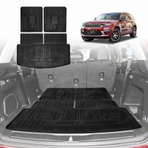 Boot Liners for Jeep Grand Cherokee WL 7 Seater Petrol 2021-Onwards All Weather Heavy Duty Cargo Trunk Mat Luggage Tray 3 Pcs Set