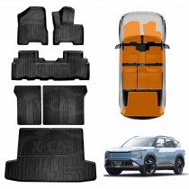 3D Floor Mats Boot Liner Set for Kia EV5 2024-Onwards All Weather Heavy Duty Cargo Kick Mats Back Seat Protector Cover