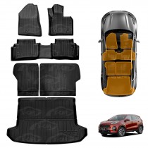 Floor Mats Boot Liner Set for Kia Sportage QL Series 2015-2022 All Weather Heavy Duty Car Trunk Cargo Kick Back Seat Protector Cover