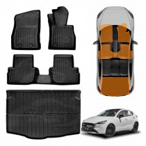 3D Floor Mats Boot Liner for Mazda 2 Hatch 2014-Onwards DJ Series All Weather Heavy Duty Cargo Car Trunk Luggage Tray