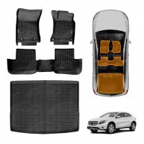 Floor Mats Boot Liner Set for Mercedes Benz GLA Class 2014-2019 All Weather Cargo Car Trunk Luggage Tray