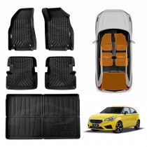3D Floor Mats Boot Liner Set for MG 3 MG3 2016-2024 All Weather Heavy Duty Cargo Car Trunk Luggage Tray