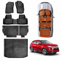 Floor Mats Boot Liner Set for Mitsubishi ASX 2010-2025 All Weather Heavy Duty Cargo Kick Mats Back Seat Protector Cover