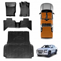 3D Floor Mats Tub Liner for Mitsubishi Triton MV Double Cab 2024-Onwards With Steel Tub All Weather Heavy Duty Cargo Car Trunk Luggage Tray