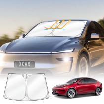 WindScreen Sun Shade for Tesla Model Y Juniper 2025-Onwards Blocks UV Rays Foldable Custom Sun Visor Protector