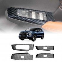 Power Window Control Switch Panel Trim Decor Cover Protector for Mitsubishi Outlander 2021-Onwards Carbon Fibre Style