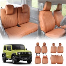 Seat Covers Full Set for Suzuki Jimny 3-Door 2018-Onwards Khaki Premium Vintage PU Leather Interior Accessories