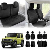 Seat Covers Full Set for Suzuki Jimny 3-Door 2018-Onwards Black Premium Vintage PU Leather Interior Accessories