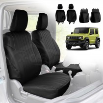 Front Seat Covers for Suzuki Jimny 3-Door 2018-Onwards Black Premium Vintage PU Leather Interior Accessories