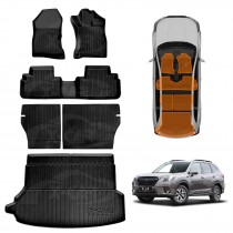 Floor Mats Boot Liner Set for Subaru Forester 5th Gen 2018-2025 With Subwoofer All Weather Heavy Duty Cargo Kick Mats Back Seat Protector Cover