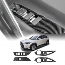 Power Window Control Switch Panel Trim Decor Cover Protector for Toyota Corolla Cross 2022-Onwards Carbon Fibre Style