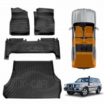 Floor Mats Boot Liner Set for Toyota Land Cruiser 100 Series 1998-2007 Without 3rd Row Seat All Weather Heavy Duty Cargo Car Trunk Luggage Tray