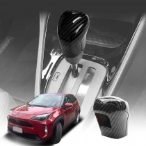 Carbon Fiber Style Gear Stick Shift Knob Cover Trim Protector for Toyota Yaris/Yaris Cross Hybrid 2020-Onwards