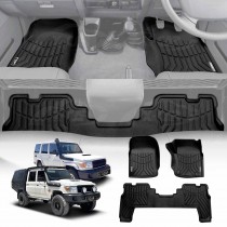 3D Floor Mats for Toyota Landcruiser 70/79/76 Series 2012-Onwards Customized Heavy Duty All Weather Car Liner Full Set Carpet