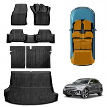 Floor Mats Boot Liner Set for Volkswagen VW T-Roc 2020-2026 All Weather Heavy Duty Car Trunk Cargo Kick Back Seat Protector Cover