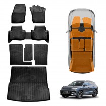 Floor Mats Boot Liner Set for Volkswagen VW Tiguan CT Series 2025-Onwards All Weather Heavy Duty Car Trunk Cargo Kick Back Seat Protector Cover