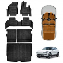 3D Floor Mats Boot Liner Set for Volvo EX30 2024-Onwards All Weather Heavy Duty Cargo Kick Mats Back Seat Protector Cover