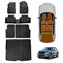 Floor Mats Boot Liner Set for Volvo XC40 2018-Onwards All Weather Heavy Duty Car Trunk Cargo Kick Back Seat Protector Cover