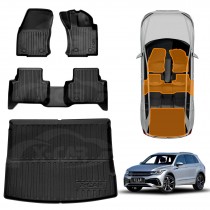 3D Floor Mats Boot Liner for Volkswagen VW Tiguan 2016-2024 All Weather Heavy Duty Cargo Car Trunk Luggage Tray