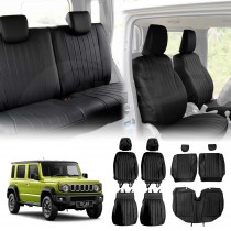 Seat Covers Full Set for Suzuki Jimny XL 5-Door 2023-Onwards Black Premium Vintage PU Leather Interior Accessories