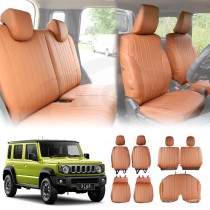 Seat Covers Full Set for Suzuki Jimny XL 5-Door 2023-Onwards Khaki Premium Vintage PU Leather Interior Accessories
