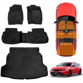 3D Floor Mats Boot Liner for Honda Civic Hatch 11th 2021-2025 All Weather Heavy Duty Cargo Car Trunk Luggage Tray