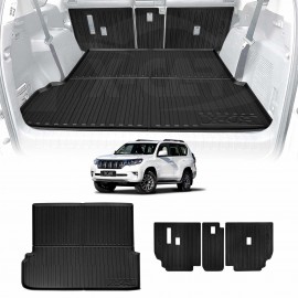 3D Boot Liner Back Seat Protector Combo for Toyota Prado 150 Series 7 Seats 2009-2024 Heavy Duty Car Kick Mats Cover Cargo Trunk Mat