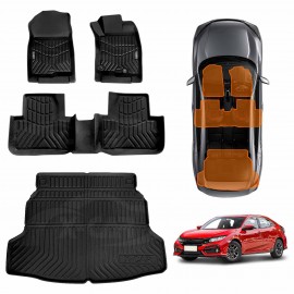 3D Floor Mats Boot Liner for Honda Civic Hatch 10th 2016-2021 All Weather Heavy Duty Cargo Car Trunk Luggage Tray