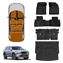 Floor Mat Boot Liner Back Seat Protector Combo for Nissan X-trail Xtrail T33 5 Seats 2022-2025 Heavy Duty Car Kick Mats Cover