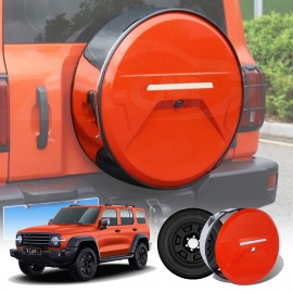 Spare Wheel Cover with Fake Tyre for GWM Tank 300 2023-Onwards Stainless Steel Hoop Protective Tire Case Exterior Accessories Orange