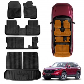 3D Floor Mats Boot Liner for Honda CRV CR-V 7 Seats 2023-Onwards All Weather Heavy Duty TPE Cargo Car Trunk Luggage Tray