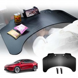 Foldable Table Tray for Tesla Model Y L 6-Seat 2026-Onwards Carbon Fibre Style Workstation Desk Interior Accessories