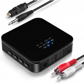 Bluetooth 5.0 Wireless Audio Adapter Transmitter Receiver with Toslink AUX RCA for TV PC Stereo System Headphones Speaker