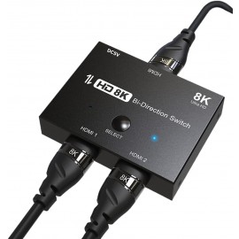HDMI 2.1 Ultra 8K HD Bi-Directional Switch '1in 2out'/'2in 1out' High Speed 48Gbps Splitter Converter for Xbox Switch PS5/4/3 Blu-Ray DVD