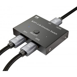 8K DisplayPort Bi-Directional Switch DP1.4 Ultra HD '1in 2out'/'2in 1out' Splitter Converter for PC Switch PS5/4/3 Blu-Ray DVD
