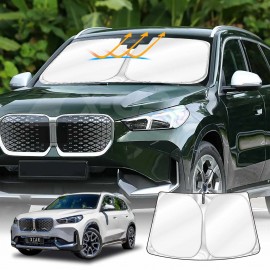 WindScreen Sun Shade for BMW iX1 2023-2025 Blocks UV Rays Foldable Custom Wind Screen Sun Visor Protector