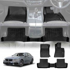 3D Floor Mats for BMW 5 Series G30 Sedan 2017-2023 Heavy Duty All Weather Car Waterproof Interior Protection Liner Set