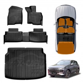 3D Floor Mats Boot Liner Set for Chery Tiggo 4 Pro 2024-Onwards All Weather Heavy Duty Cargo Car Trunk Luggage Tray