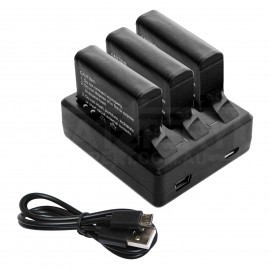 Replacement 3 Battery and USB Triple Charger for GoPro Hero 4 Camera